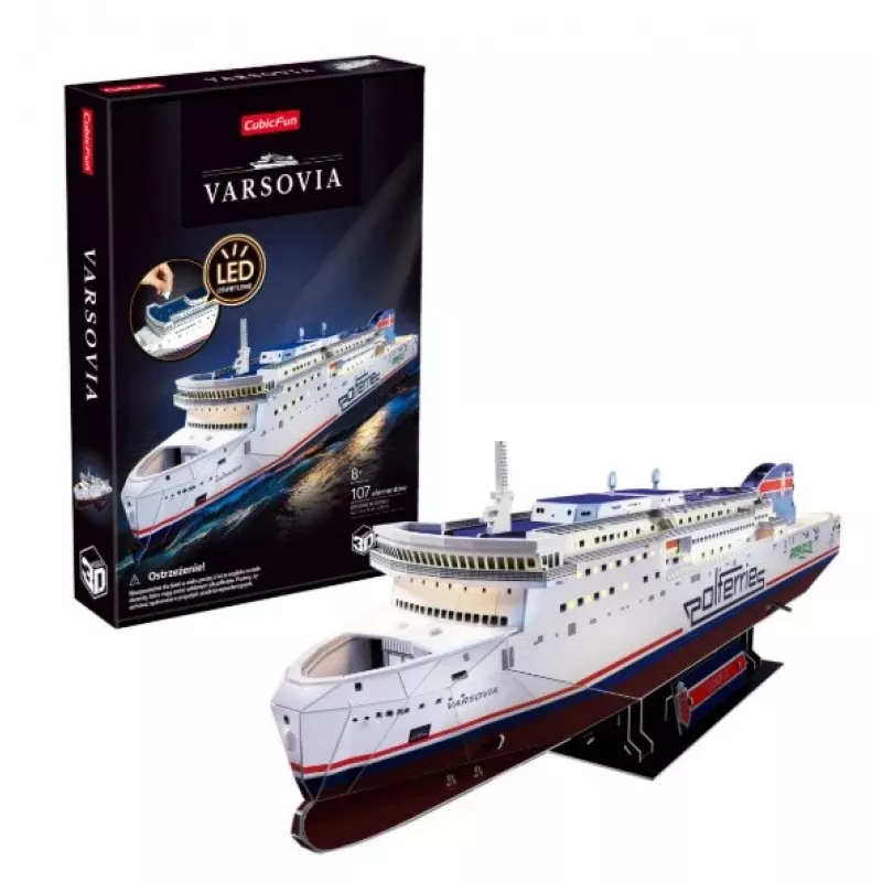 CubicFun 3D Puzzle - MS Prom Varsovia Ship Model, 150 Pieces, 44 cm Assembled Length, Medium Difficulty, Ages 8+