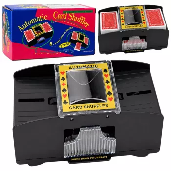 LEAN TOYS Automatic Electronic Playing Card Shuffler Machine for 2 Decks - Battery Powered, ABS Plastic, Black