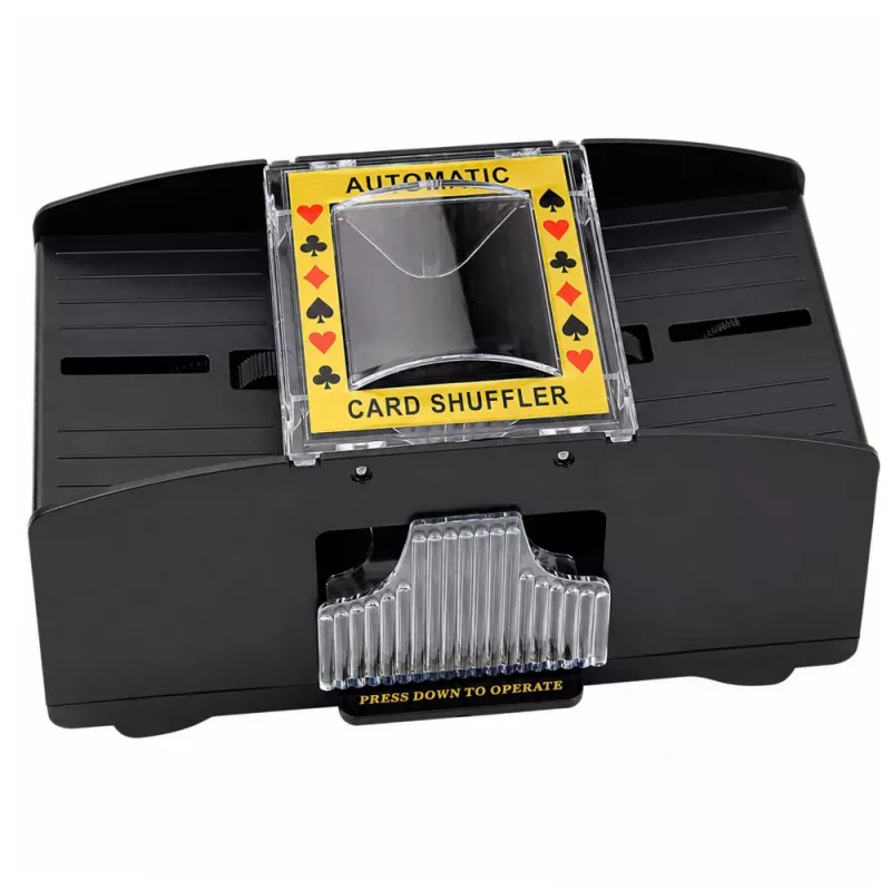 LEAN TOYS Automatic Electronic Playing Card Shuffler Machine for 2 Decks - Battery Powered, ABS Plastic, Black