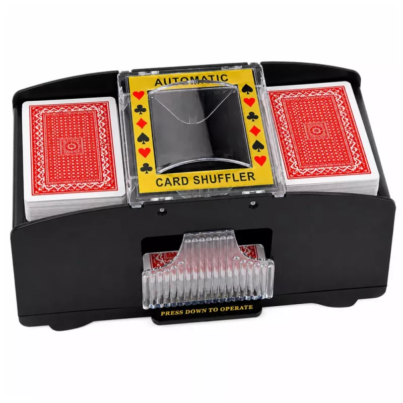 LEAN TOYS Automatic Electronic Playing Card Shuffler Machine for 2 Decks - Battery Powered, ABS Plastic, Black