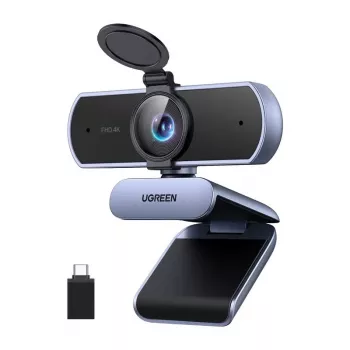 UGREEN FineCam Lite 4K UHD Webcam with 4-Mic Array, Privacy Shutter, Adjustable FoV, Auto-Framing, HDR, USB-C, Grey