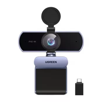 UGREEN FineCam Lite 4K UHD Webcam with 4-Mic Array, Privacy Shutter, Adjustable FoV, Auto-Framing, HDR, USB-C, Grey