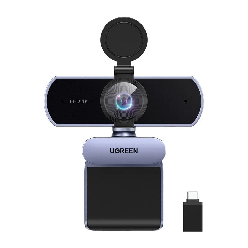 UGREEN FineCam Lite 4K UHD Webcam with 4-Mic Array, Privacy Shutter, Adjustable FoV, Auto-Framing, HDR, USB-C, Grey