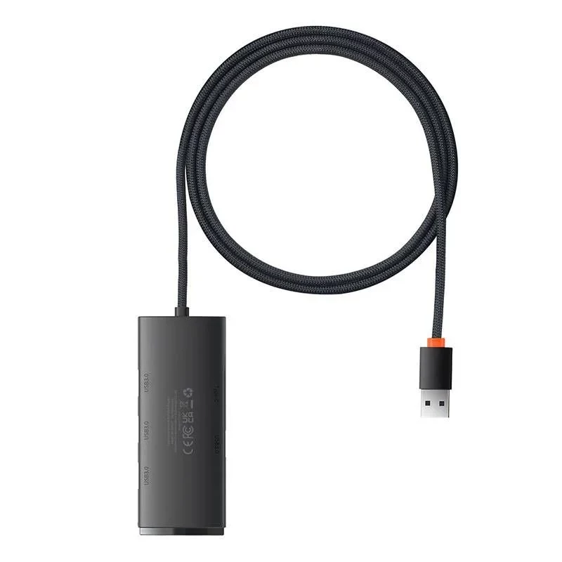 Baseus Lite Series 4-Port USB 3.0 Hub - 5Gbps, Bus-Powered, Black (WKQX030101)
