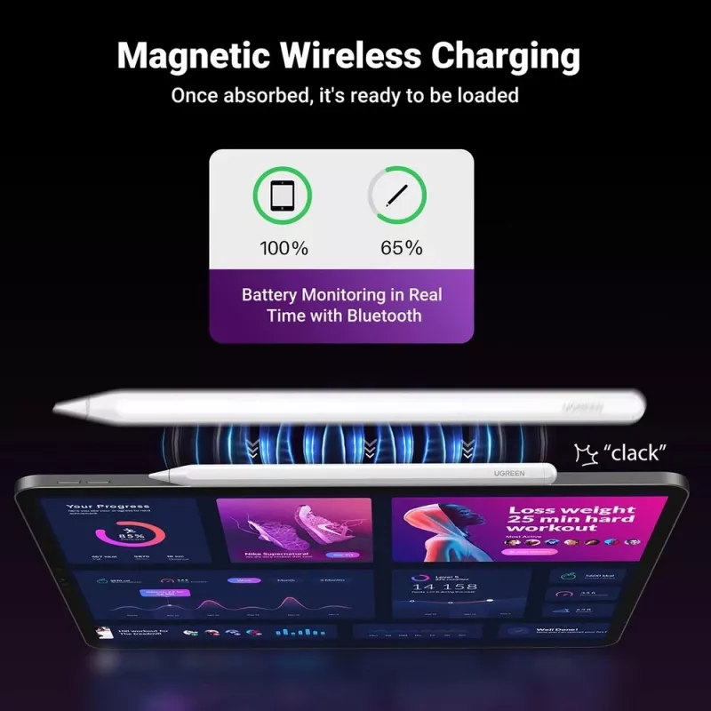 UGREEN LP653 2-in-1 Tablet & Phone Stand with 15W Qi Wireless Charger - White