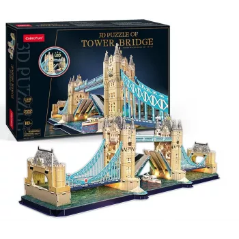 Cubic Fun 3D Puzzle Tower Bridge with LED Lighting | 113 Pieces | Architecture Model Kit