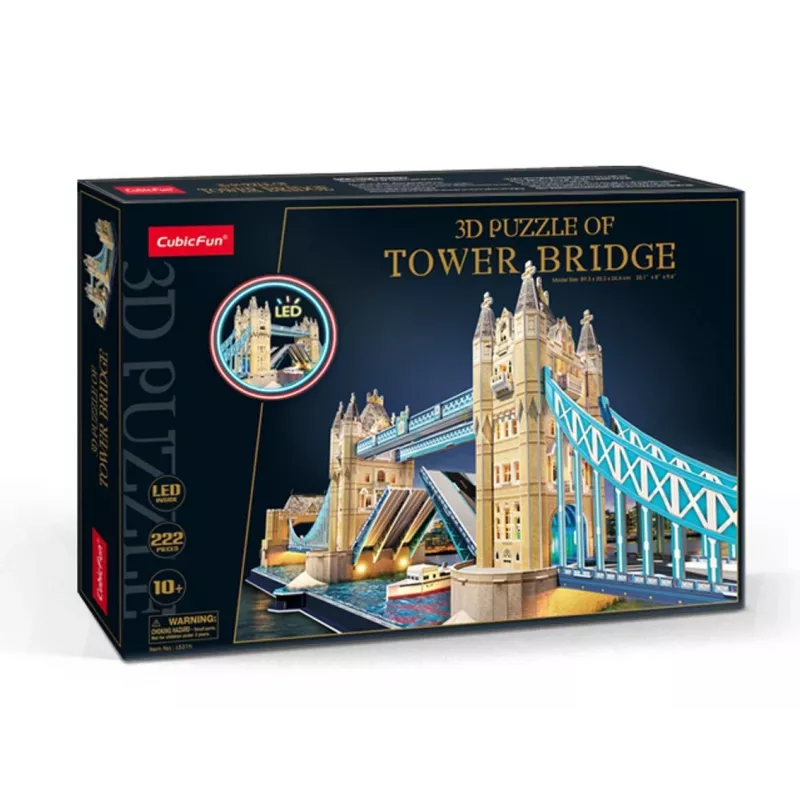 Cubic Fun 3D Puzzle Tower Bridge with LED Lighting | 113 Pieces | Architecture Model Kit