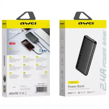 AWEI Power Bank 10000mAh P5K Pro 2xUSB - Black