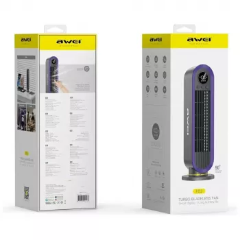 AWEI F52 Portable Tower Fan 3600mAh USB-C Rechargeable Grey
