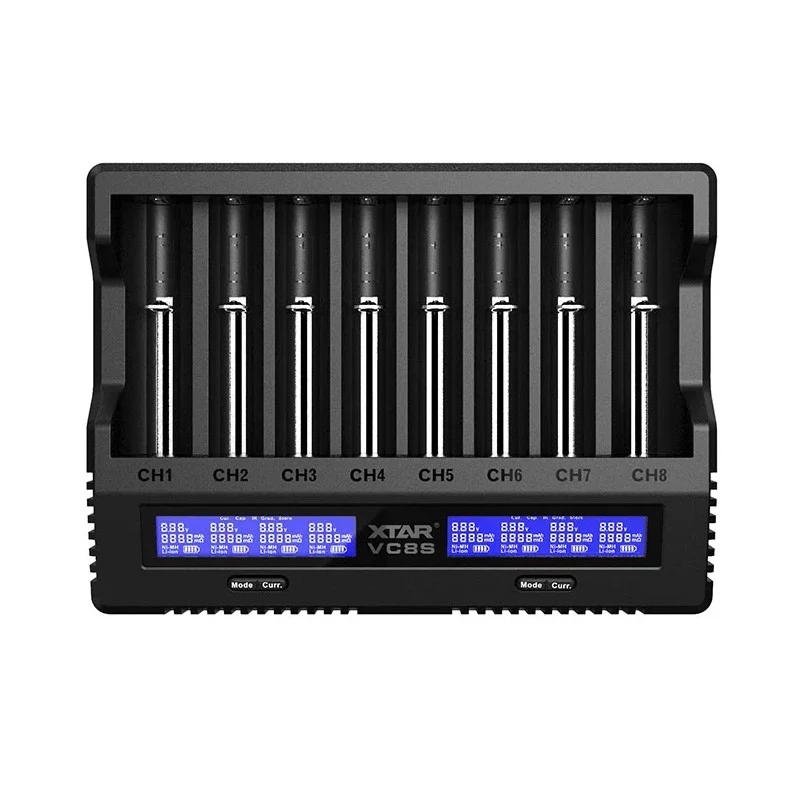 XTAR VC8S USB-C 8-Bay Smart Battery Charger with QC3.0 Adapter for Li-ion/Ni-MH