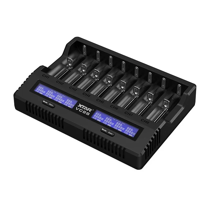 XTAR VC8S USB-C 8-Bay Smart Battery Charger with QC3.0 Adapter for Li-ion/Ni-MH
