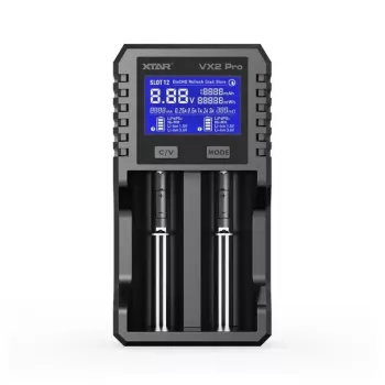 XTAR VX2 PRO KT 2-Slot Li-ion Battery Charger with USB-C QC3.0 & Power Bank