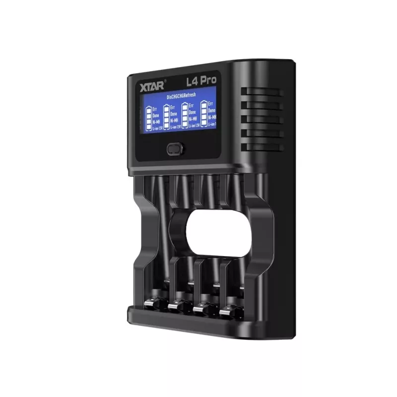XTAR L4 PRO Universal Smart Battery Charger for Li-ion and Ni-MH/Ni-CD with USB-C and LCD Display