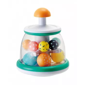 B-KIDS Rollabout Ball Top Infantino – Mint Stacking & Spinning Toy with Rattling Beads for Babies 6m+
