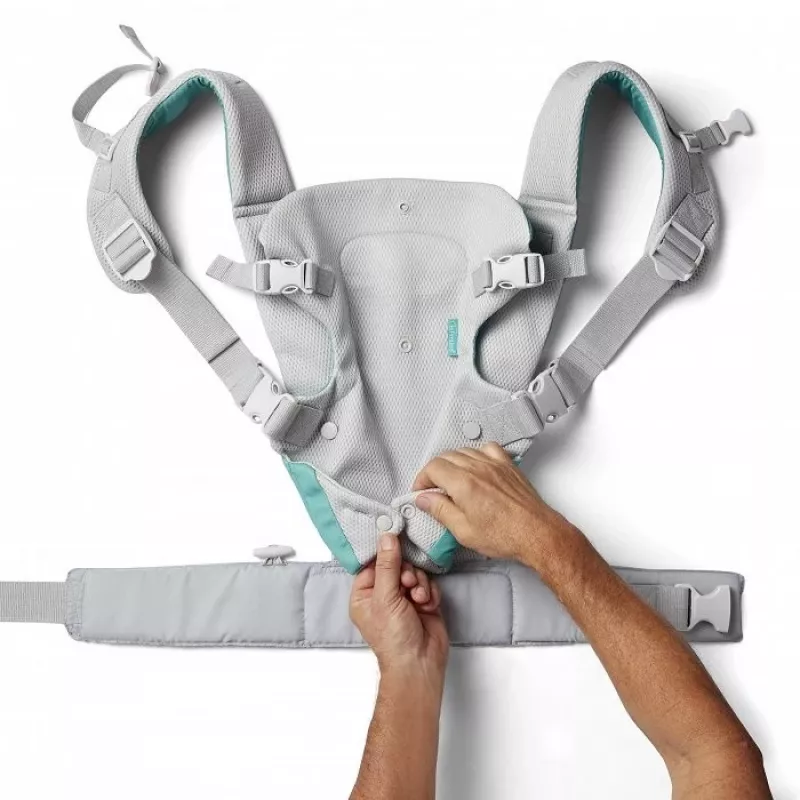 B-KIDS Infantino 4-in-1 Convertible Baby Carrier, Grey, 3.6–14.5 kg, JPMA Certified, with Removable Wonder Cover™ Bib
