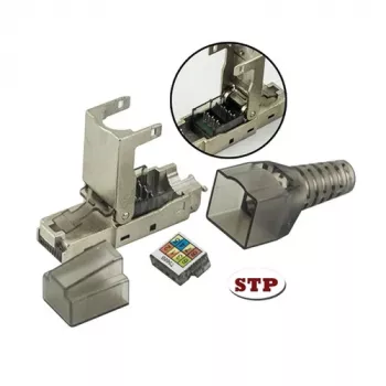 Techly 101911 Cat.6a STP Tool-less RJ45 Modular Connector, 10G, Zinc Alloy, 22-26 AWG