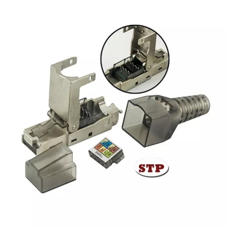 Techly 101911 Cat.6a STP Tool-less RJ45 Modular Connector, 10G, Zinc Alloy, 22-26 AWG