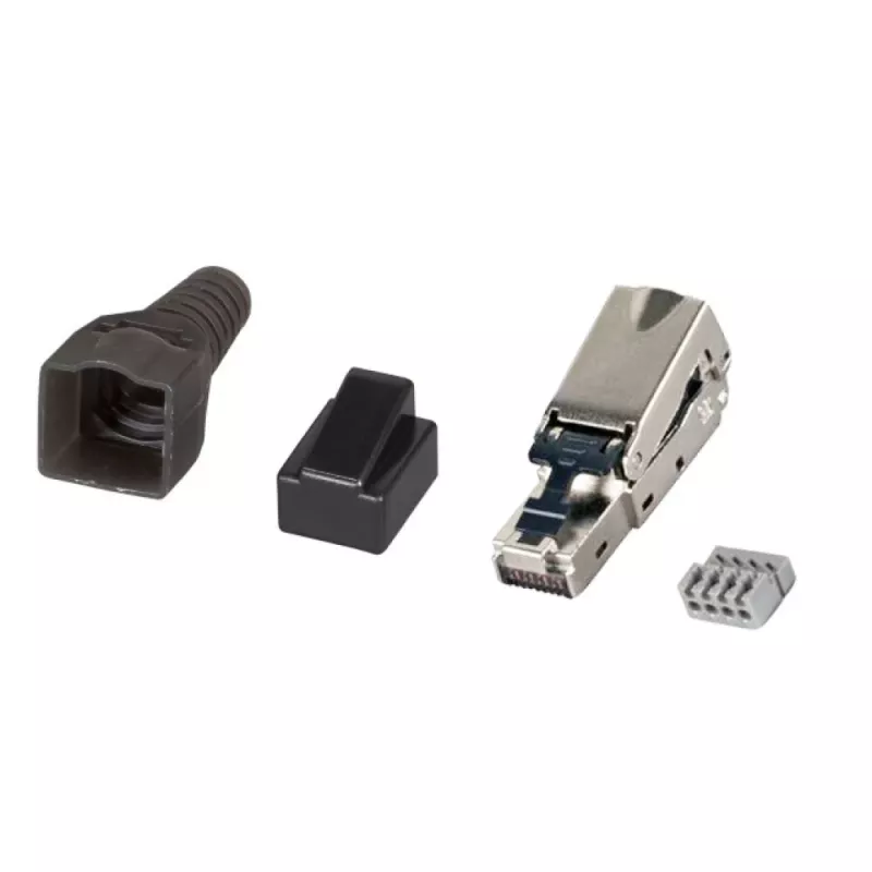 Techly 101911 Cat.6a STP Tool-less RJ45 Modular Connector, 10G, Zinc Alloy, 22-26 AWG