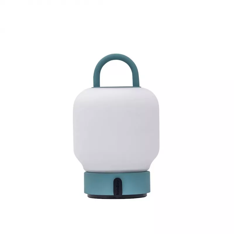 KOODUU Rechargeable Table Lamp LOOME Turquoise with 3-Step Touch Dimming, 200 lm Warm White LED, USB-C, IP44 Splash-Proof, Integrated Handle