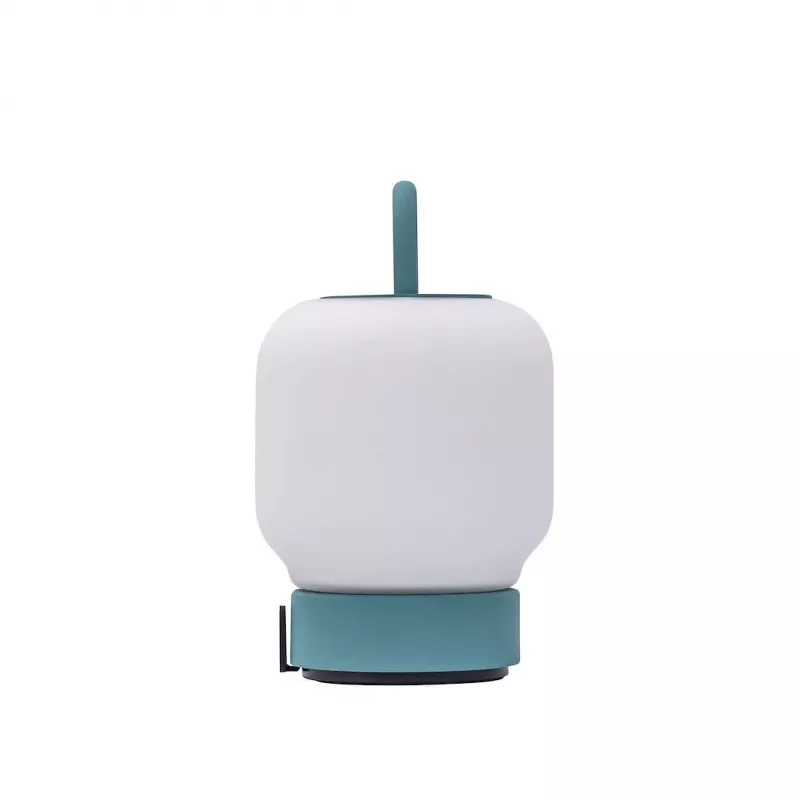 KOODUU Rechargeable Table Lamp LOOME Turquoise with 3-Step Touch Dimming, 200 lm Warm White LED, USB-C, IP44 Splash-Proof, Integrated Handle