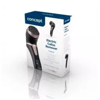 CONCEPT Electric Foot File PN3020 Black – Rechargeable Callus Remover with 2 Quartz Rollers, 90-Minute Cordless Operation