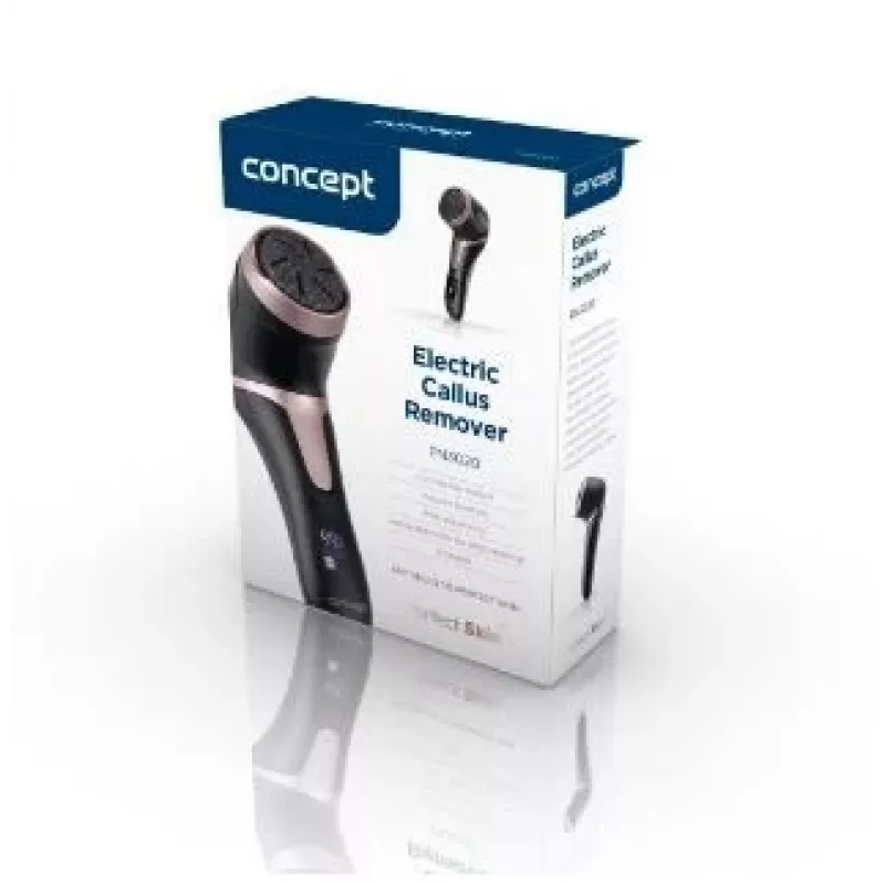 CONCEPT Electric Foot File PN3020 Black – Rechargeable Callus Remover with 2 Quartz Rollers, 90-Minute Cordless Operation