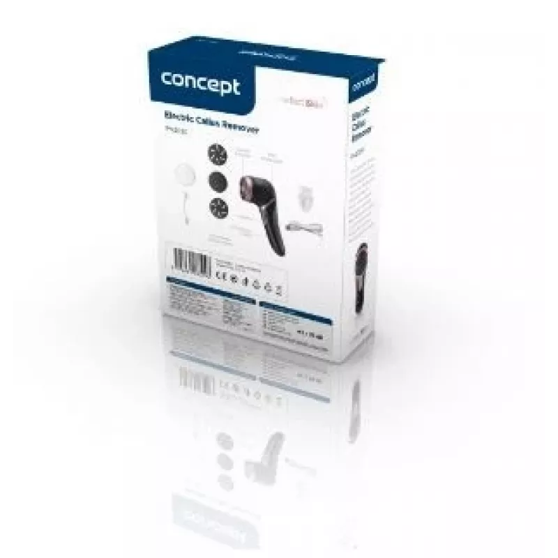 CONCEPT Electric Foot File PN3020 Black – Rechargeable Callus Remover with 2 Quartz Rollers, 90-Minute Cordless Operation