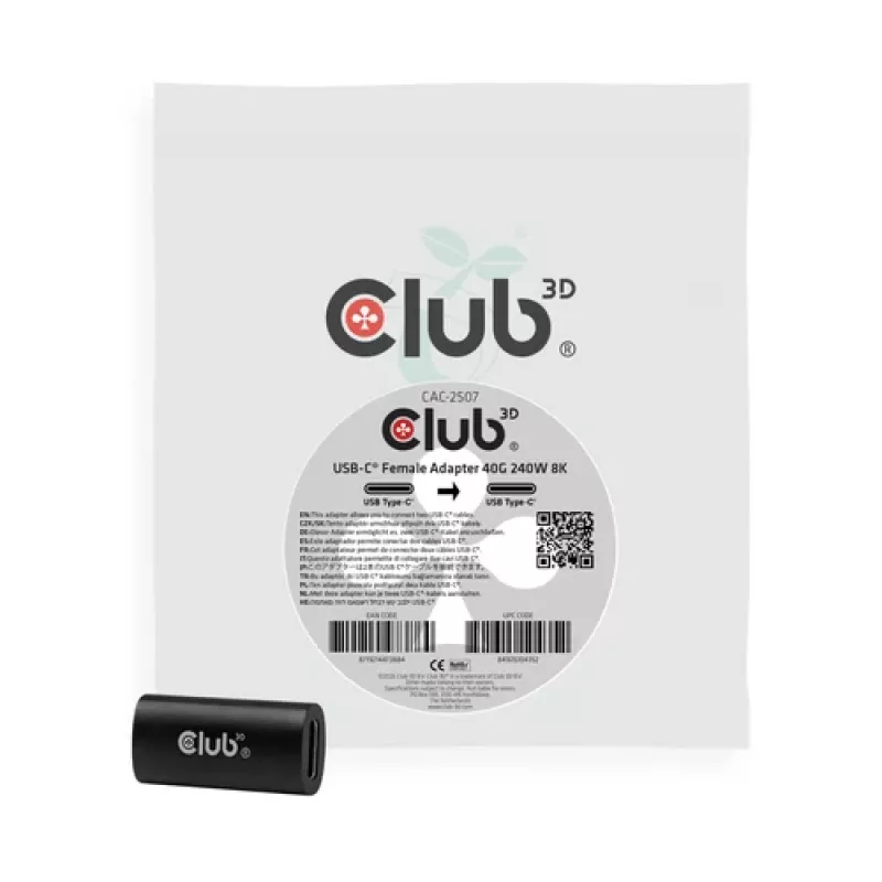 Club 3D USB-C Female Adapter 40G 240W 8K60Hz