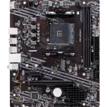 MSI A520M-S AMD A520 AM4 Micro-ATX Motherboard - DDR4, HDMI, DVI, VGA, Gigabit LAN