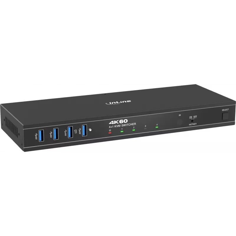 InLine® KVM Switch, 4x1, DP 4K/60Hz, USB 3.2 Hub (57885J)