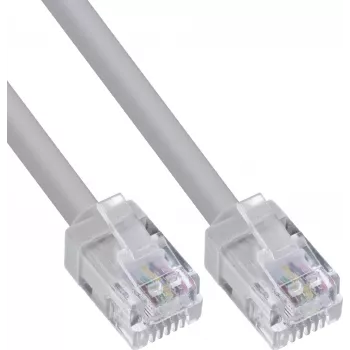 InLine® Modular Round Cable RJ12 Male to Male, 6P6C, 3m, Grey