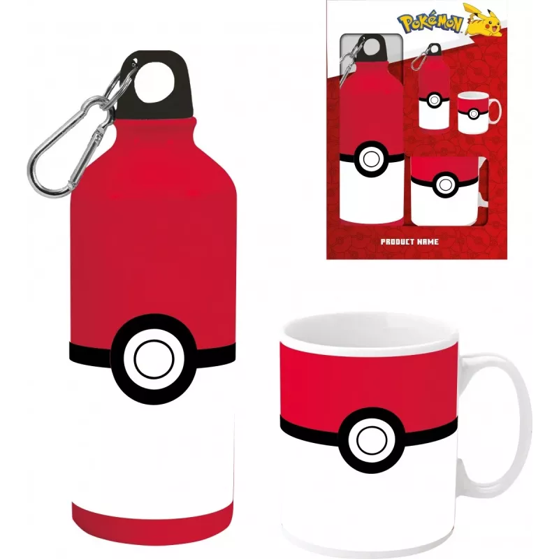 Pokemon Aluminum Bottle 500ml with Ceramic Mug Set