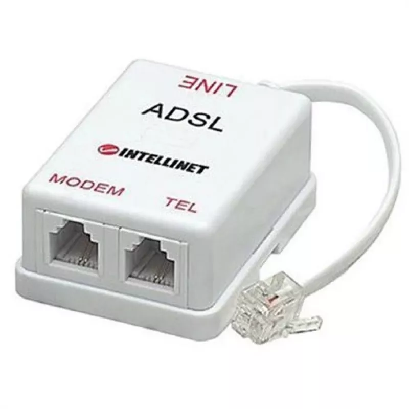 Intellinet ADSL Splitter/Filter RJ11 Male to 2x RJ11 Female, White