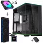Lian Li O11D EVO RGB PC-Gehäuse Bundle + HydroShift II LCD-S 360TL AiO + 6x UNI FAN SL-INF 120 Reverse Blade Lüfter + UNI HUB SL-INF - schwarz