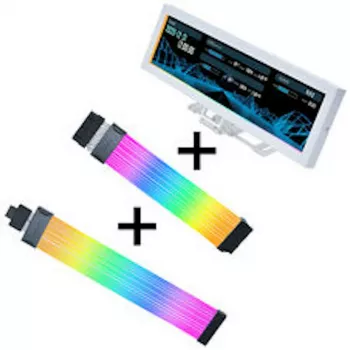 Lian Li Visual Upgrade Kit Strimer Wireless 24-Pin RGB Mainboardkabel, Controller + 12V-2x6 GPU-Kabel Wide & 8.8 Universal Screen - weiß