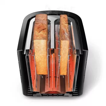 Philips Viva Collection Toaster HD2637/90 Extra wide 2 slots toaster Built in bun warmer Black/Damaged package