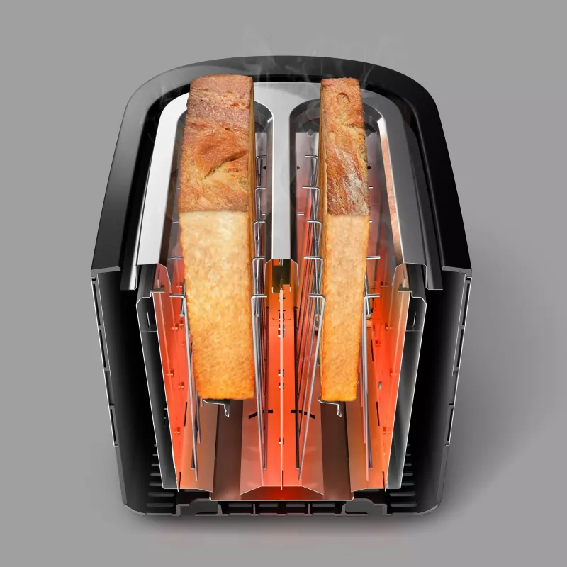 Philips Viva Collection Toaster HD2637/90 Extra wide 2 slots toaster Built in bun warmer Black/Damaged package