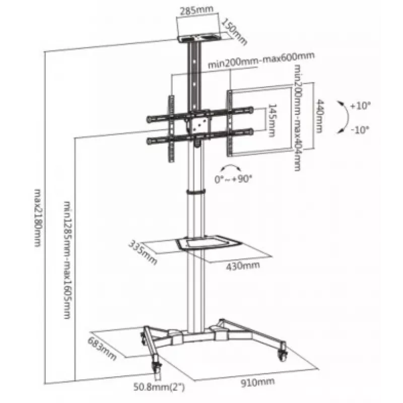 LH-GROUP FLROOSSTAND WITH WHEELS 37-70 BASIC