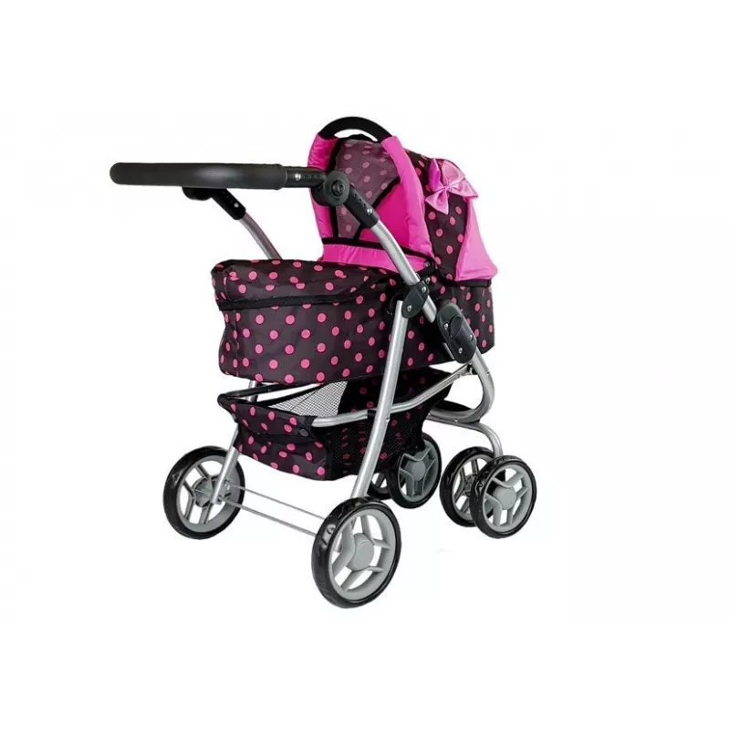 2-in-1 Stroller with Bag Carrycot Black-Pink 7706 Lean Toys