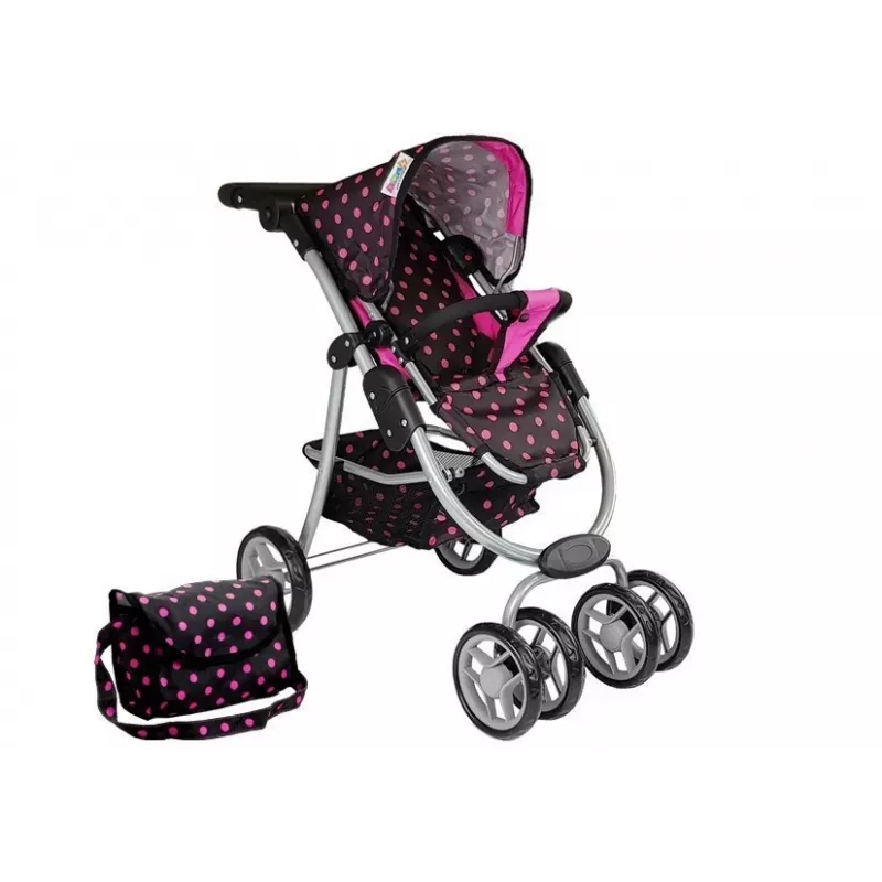 2-in-1 Stroller with Bag Carrycot Black-Pink 7706 Lean Toys