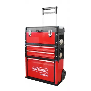 AWTOOLS 3-Piece Modular Tool Trolley 120 kg Load Capacity Black & Red