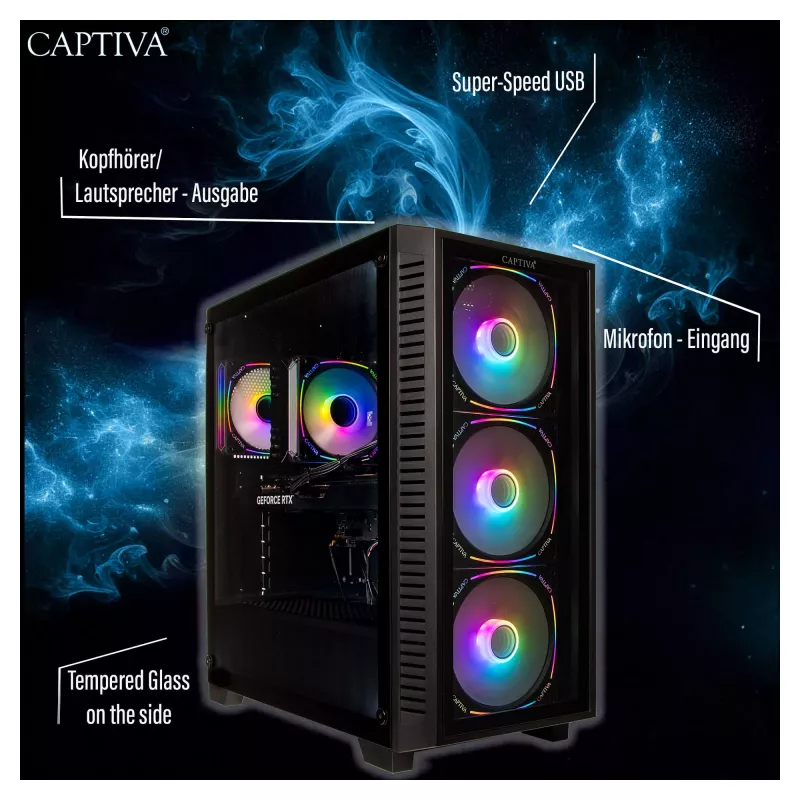 Captiva PC Highend Gaming I89-877 Intel Core Ultra 7 265KF, 32GB DDR5 RAM, 2TB M.2 SSD, Nvidia GeForce RTX 5070 (12GB GDDR7), Z890, Windows 11 Home