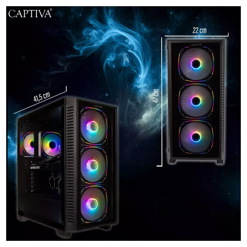 Captiva PC Highend Gaming I89-877 Intel Core Ultra 7 265KF, 32GB DDR5 RAM, 2TB M.2 SSD, Nvidia GeForce RTX 5070 (12GB GDDR7), Z890, Windows 11 Home