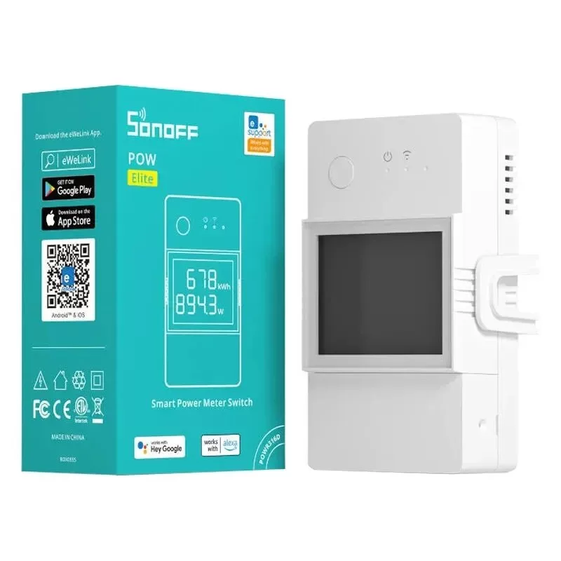 Sonoff POWR316D WiFi Smart Power Meter Switch with Energy Monitoring, 16A, 3500W, LCD Display, Works with Alexa & Google Home