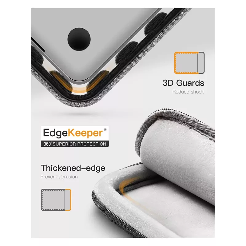 Inateck 16 Inch Laptop Sleeve with Accessory Pouch, Black-Grey, Water-Repellent Polyester, YKK Zipper, Shock-Absorbing, Scratch-Resistant, Slim Lightweight Design, Compatible with MacBook Pro 16 inch 2021-2023, Dell XPS 15, Surface Laptop 15