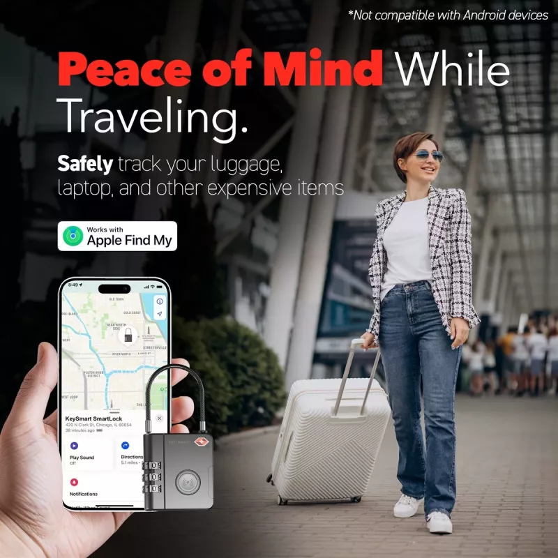 KEYSMART SmartLock TSA Approved Find My Lock Black