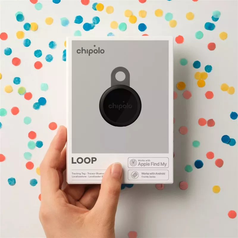 Chipolo LOOP – Rechargeable Bluetooth Tracker with Silicone Loop for iOS & Android, 4-Pack (Charcoal, Chalk, Navy, Coral)