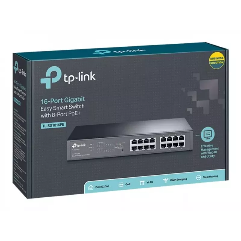 TP-LINK TL-SG1016PE 16-Port Gigabit Easy Smart PoE+ Switch (110W, 8 PoE+ Ports, Rackmountable)