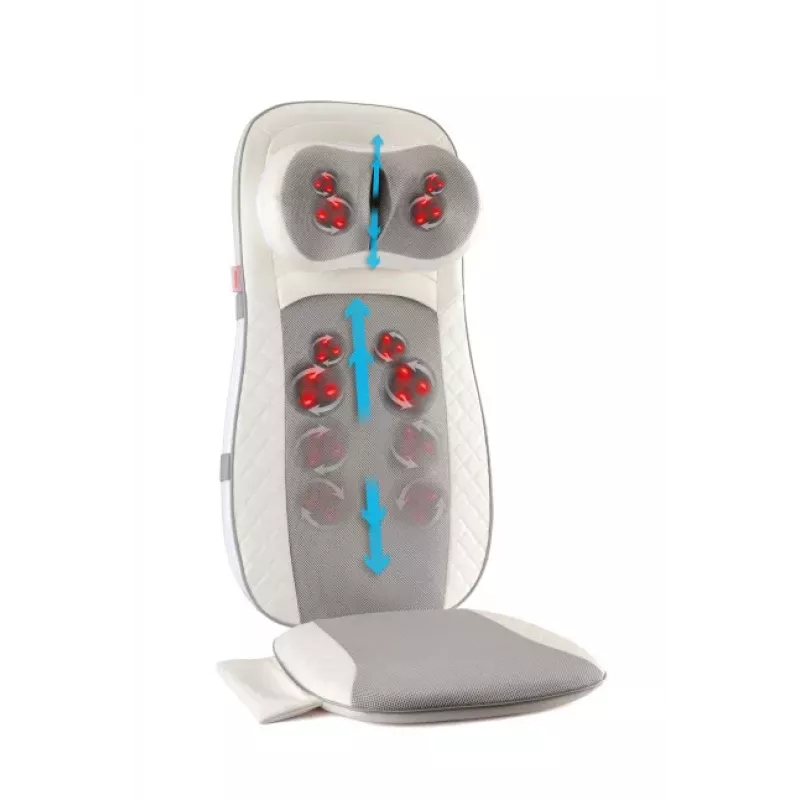 Medivon Luna Sitting Massage Mat with Heat, 8 Motors, 4 Zones, 5 Programs, 3 Intensities, Timer, Foldable, Beige