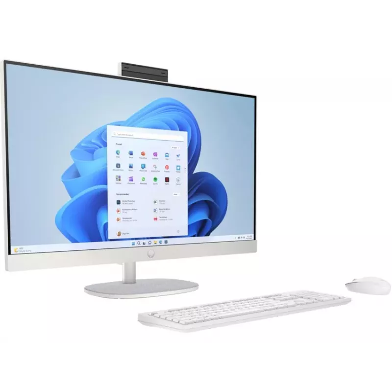 HP All-in-One 27-cr0024na Desktop PC, 27 inch Full HD IPS Display, Intel Core i7-1355U, 8GB DDR4 RAM, 512GB PCIe NVMe SSD, Windows 11 Home, Natural Silver (Refurbished)